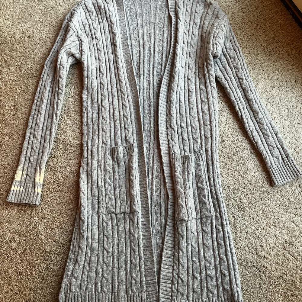 Gray Cable Knit Women's Cardigan